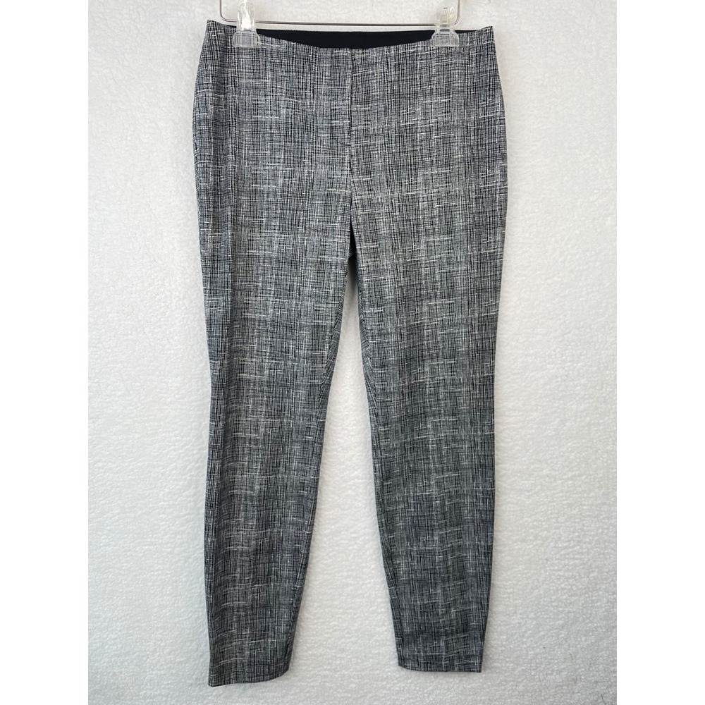 Alfani Womens Black White Crosshatch Textured Pull On Skinny Pants Size 8 Career
